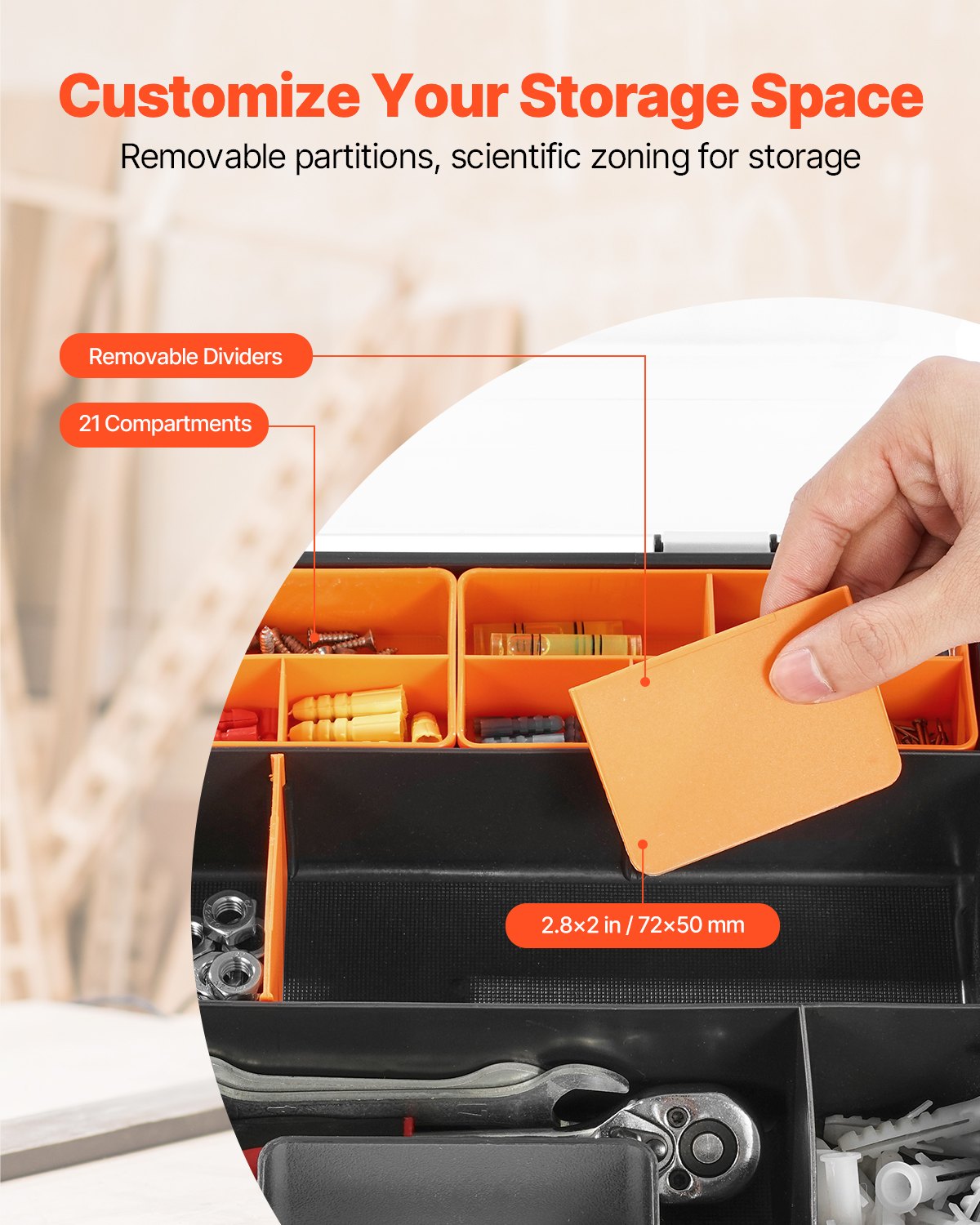 Single Sided 3Pack Small Parts Organizer 21Compartment Organizer Box With Removable Divider