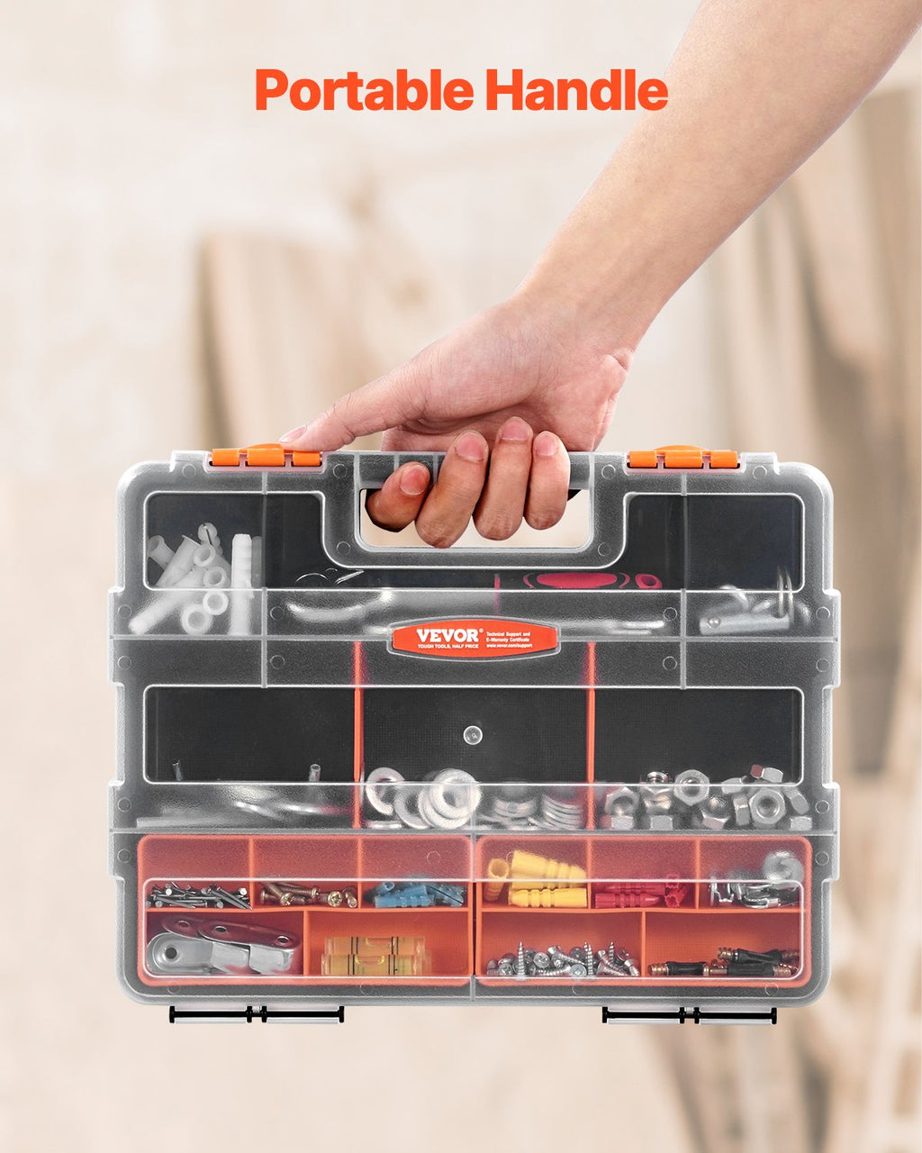 Single Sided 3Pack Small Parts Organizer 21Compartment Organizer Box With Removable Divider