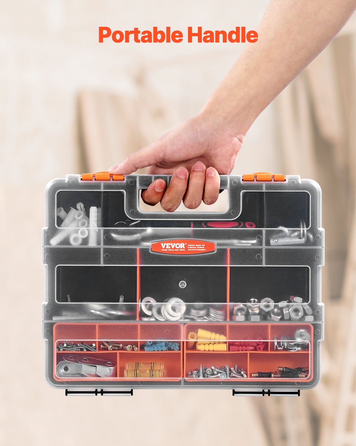 Single Sided 3Pack Small Parts Organizer 21Compartment Organizer Box With Removable Divider